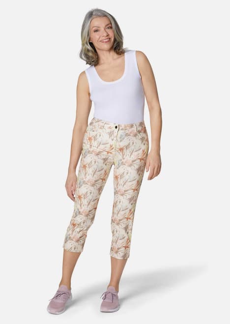 GOLDNER Broek met print Gedessineerde broek met uniek bloemenpatroon
