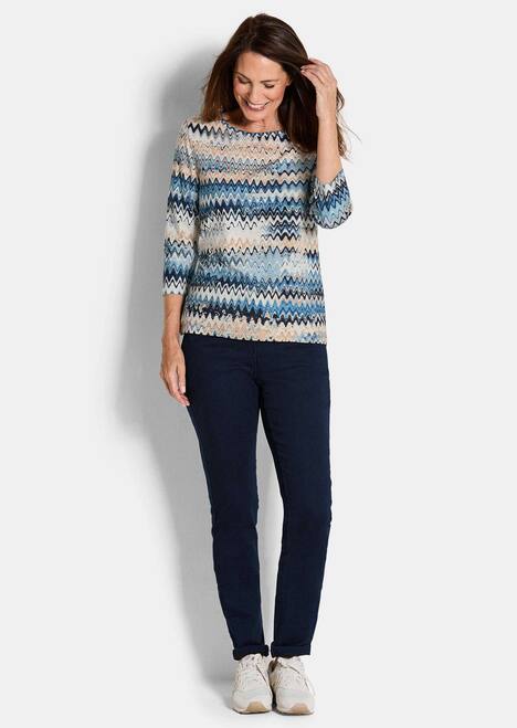 Halbarm-Viskosebluse, Zickzack-Design