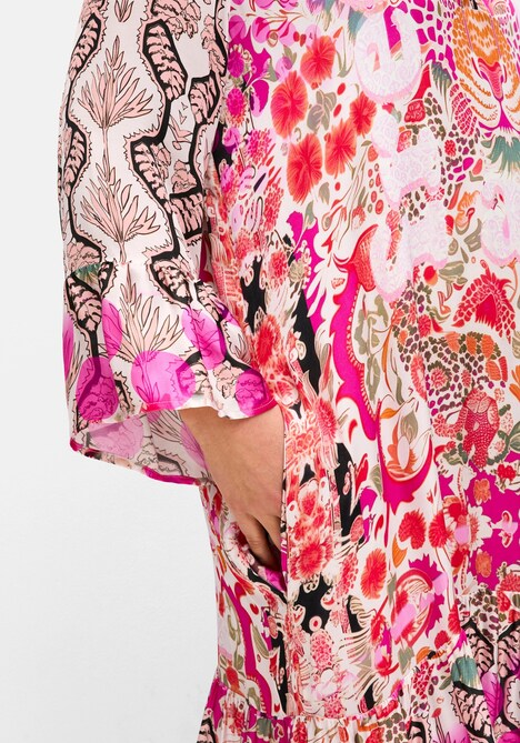 Kleid Langarm Sonstiges Muster Stehkragen