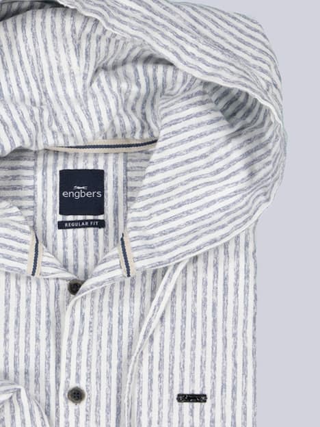 engbers Herren Langarm-Shirt mit Leinenanteil , Mittelblau