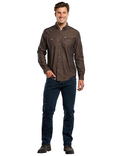 engbers Herren Langarm-Hemd aus nachhaltiger Baumwolle , Dunkelorange