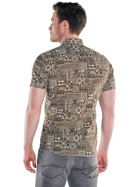 Herren Hemd kurzarm , Braun