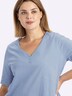 Halbarmshirt Longshirt mit gerundetem Saum Kurzarm