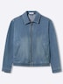Jeans-Jacke Jeansjacke mit Used-Effekten Langarm Rundumdehnbund Umlegekragen