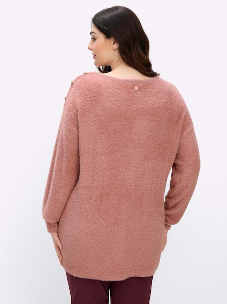 Langarm-Pullover Feinstrickpullover mit U-Boot-Ausschnitt Langarm