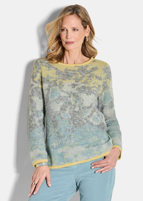Langarm Jacquard-Pullover mit Muster