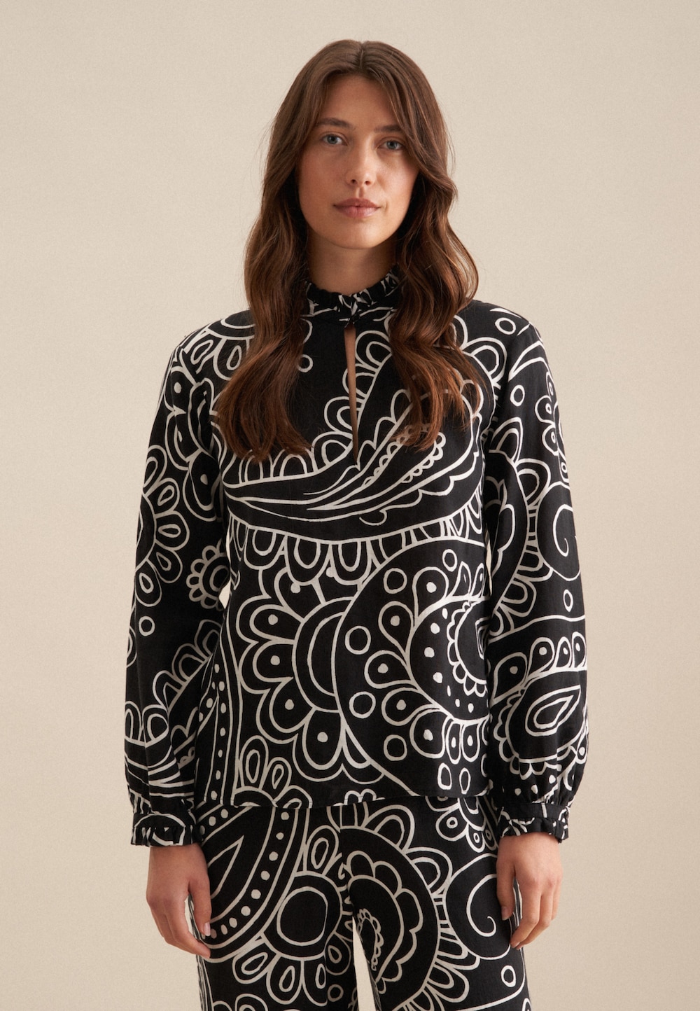 Damen Stehkragenbluse - Paisley