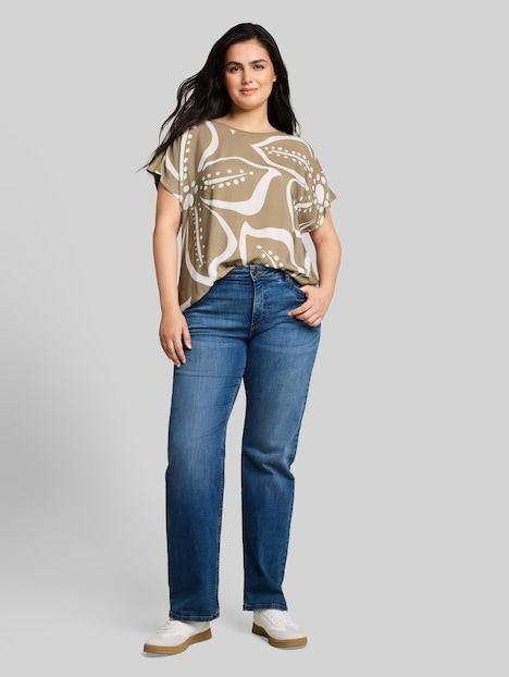 T-Shirt im Material-Mix