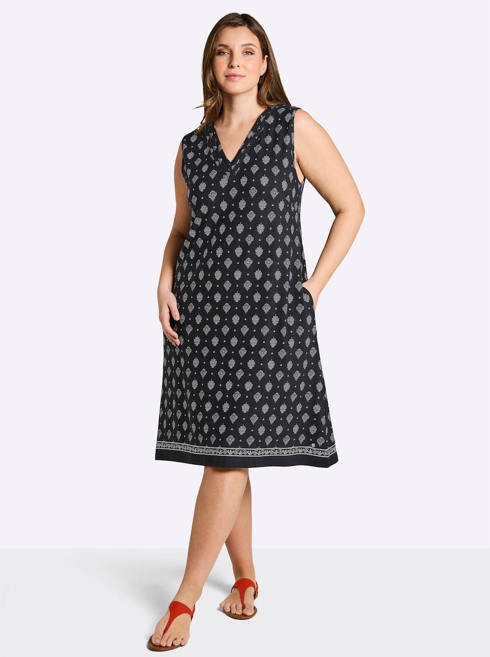 Jersey-Kleid Ärmellos Ohne Kragen