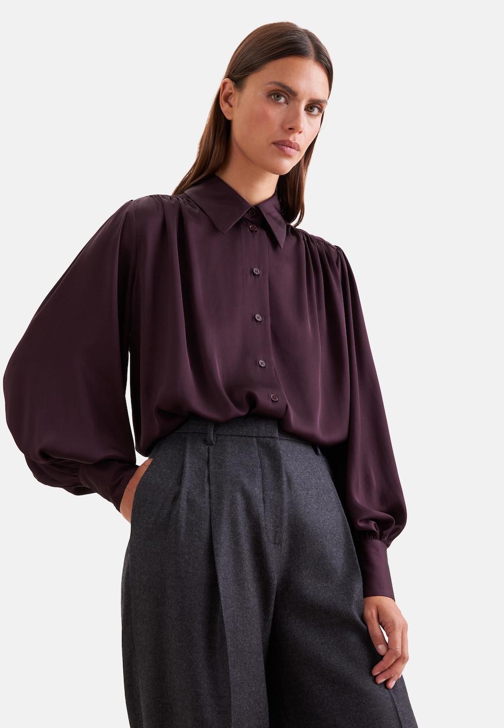 Damen Ausgestellte Bluse - Uni