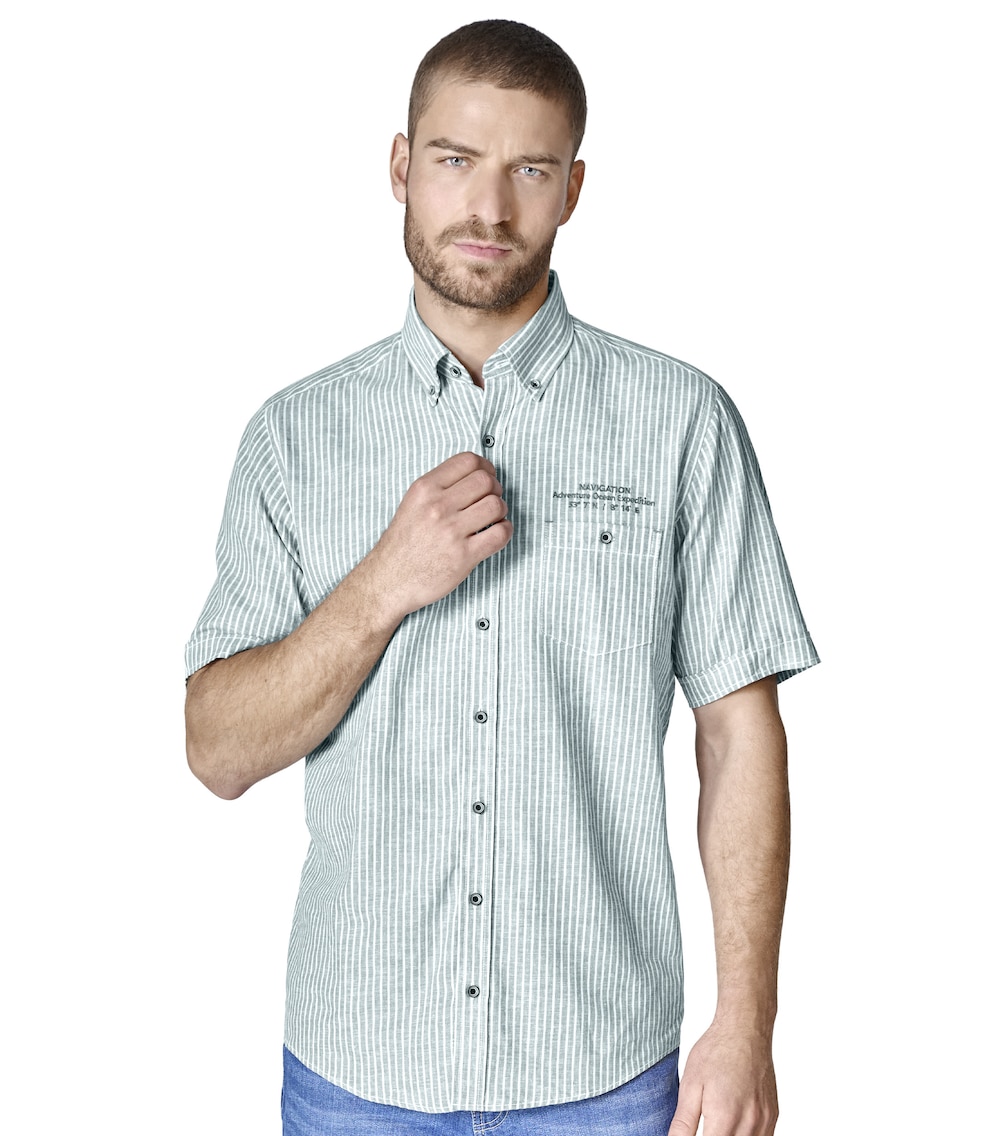 Leinenhemd kurzarm gestreift Casual Fit