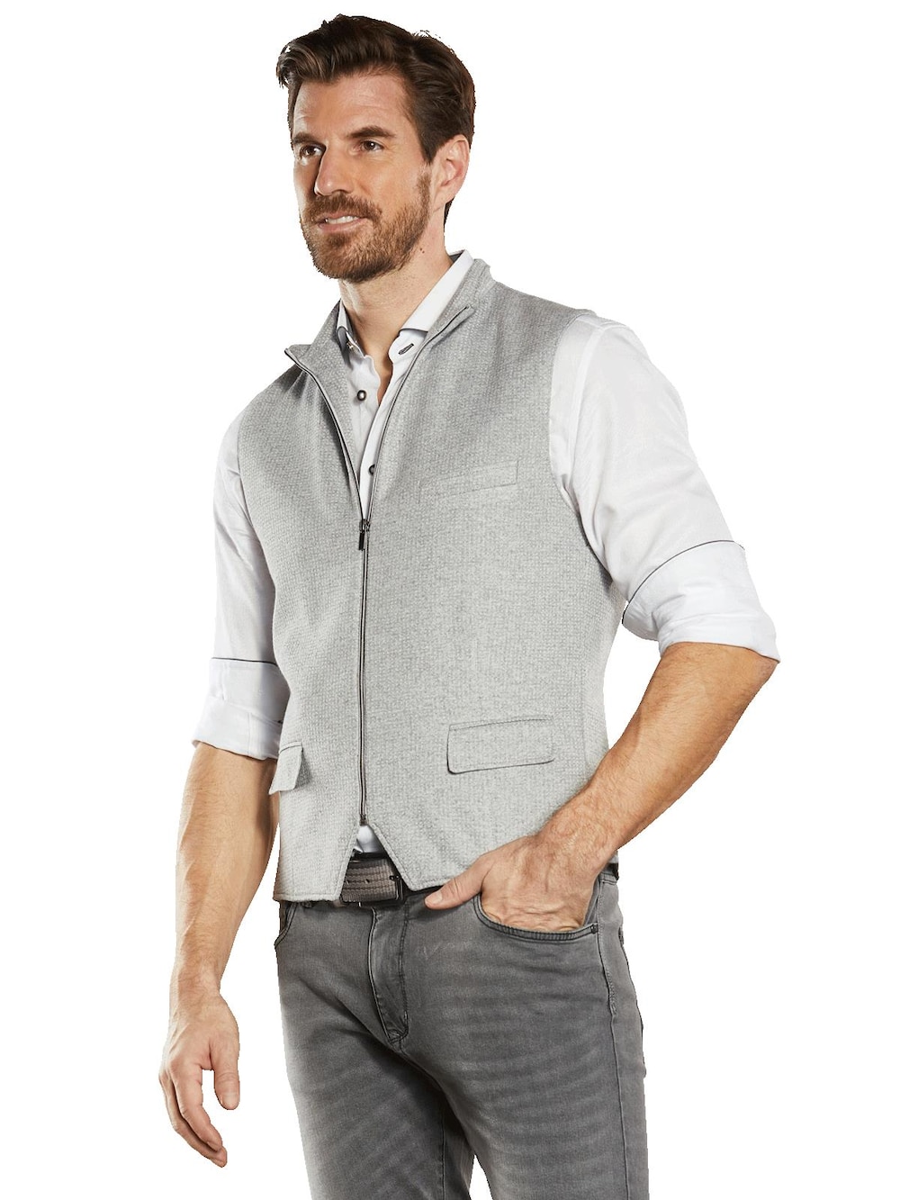 Herren Sakko-Weste mit Zipper , Hellgrau