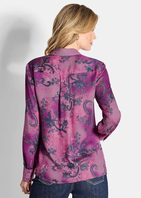 GOLDNER Blouse met print Overhemdblouse van viscose-satijn