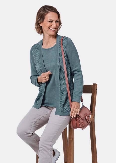 Pullover in Twinsetoptik mit feinem Ajour