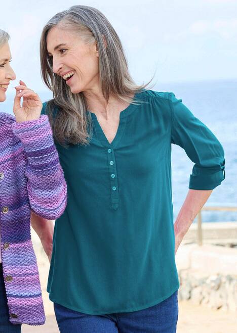 Elegante Viskosebluse mit V-Ausschnitt