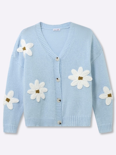 Strickjacke Langarm Feinstrick, Grobstrick Ohne Kragen