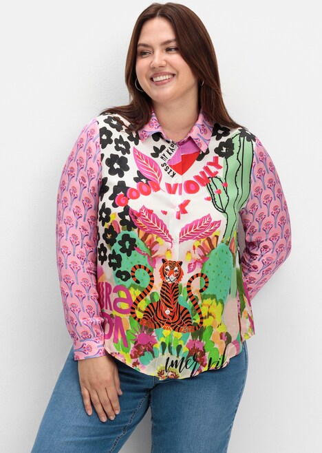 Hemdbluse Langarm Sonstiges Muster Hemdkragen