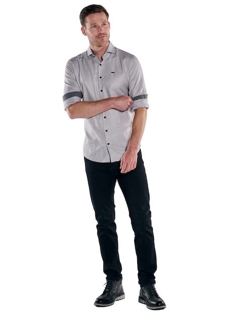 Herren Hemd mit Hahnentrittmuster , Beige