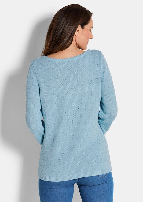 Halbarm Baumwollpullover mit Struktur