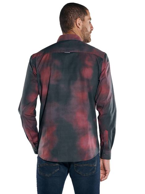 engbers Herren Langarm-Hemd gemustert , Dunkelrot