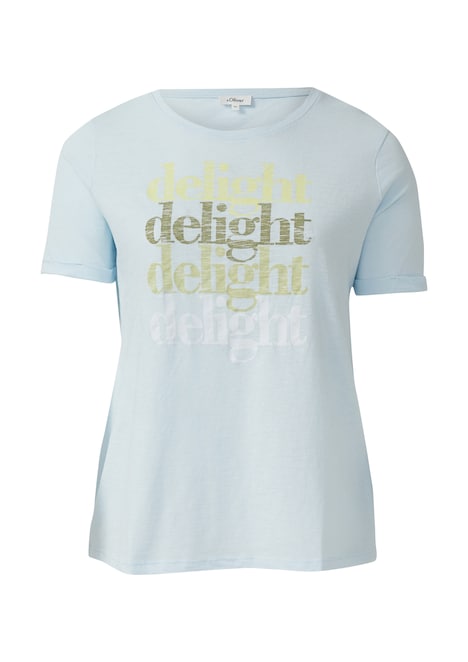 T-Shirt mit Flammgarnstruktur und Print