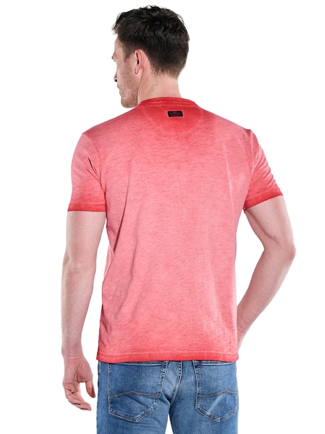 Herren Henley-Shirt uni , Hellrot