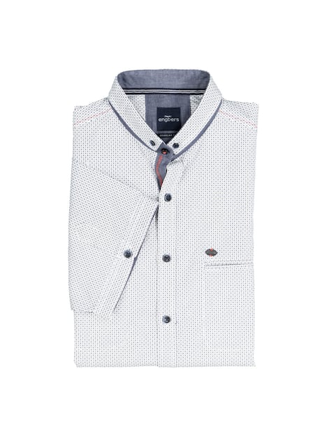 engbers Herren Kurzarm-Hemd gemustert , Reinweiss