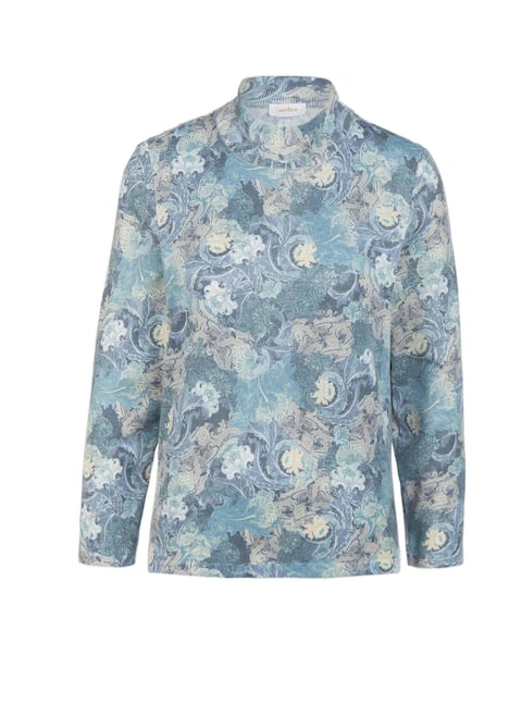 Floraler Strickpullover mit Stehkragen