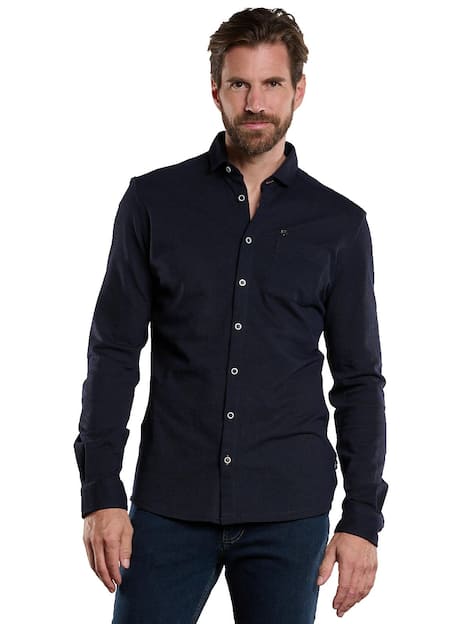 engbers Herren Langarm-Hemd uni , Saphirblau