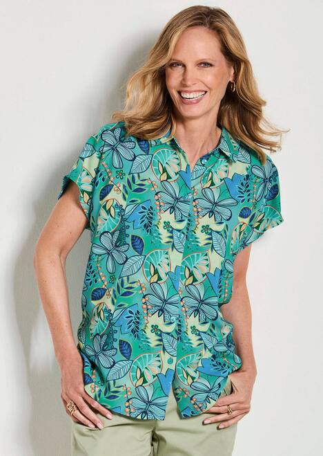 Hemdbluse mit floralem Design