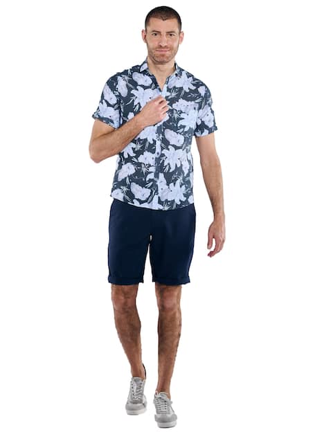 engbers Herren Kurzarm-Hemd gemustert , Marineblau
