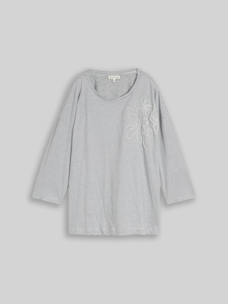 Loose Fit T-Shirt mit Blumen-Applikation