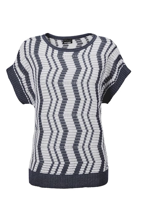 Halbarmpullover mit Lochstruktur