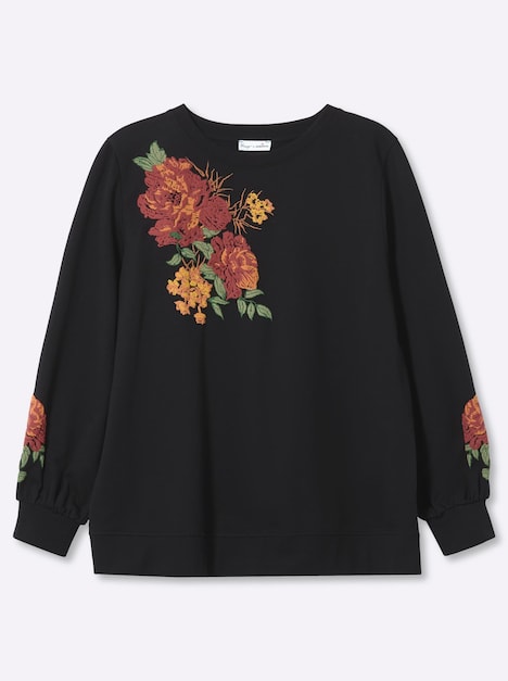 Sweatshirt Sweatshirt mit Blüten-Applikationen Langarm keine Angabe