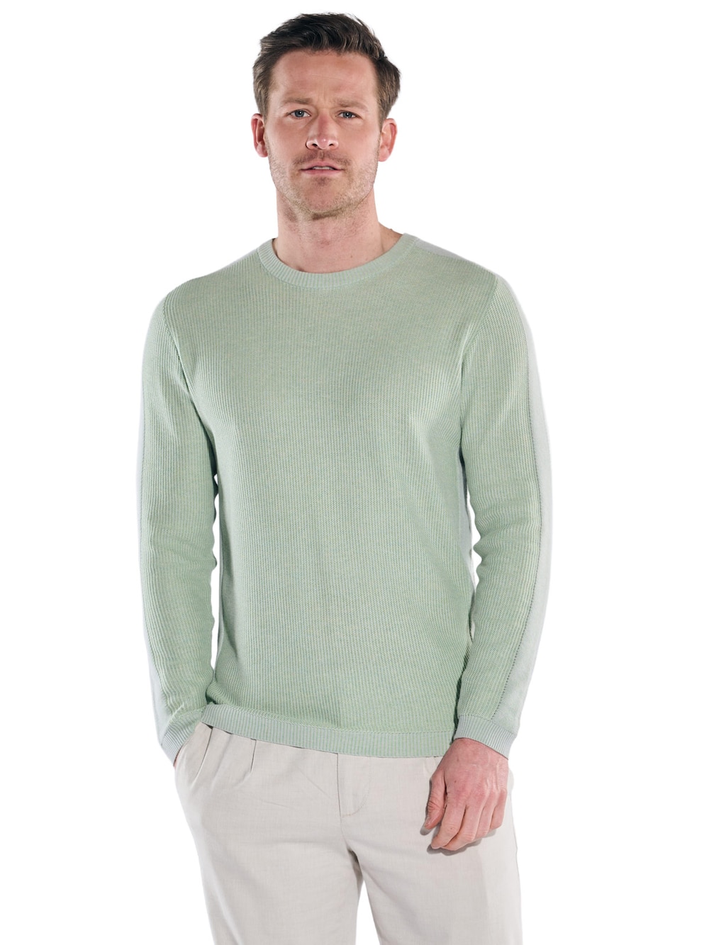 Herren Pullover Rundhals , Hellgruen
