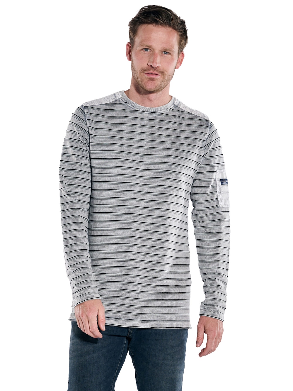 engbers Herren Langarm-Shirt regular , Silbergrau