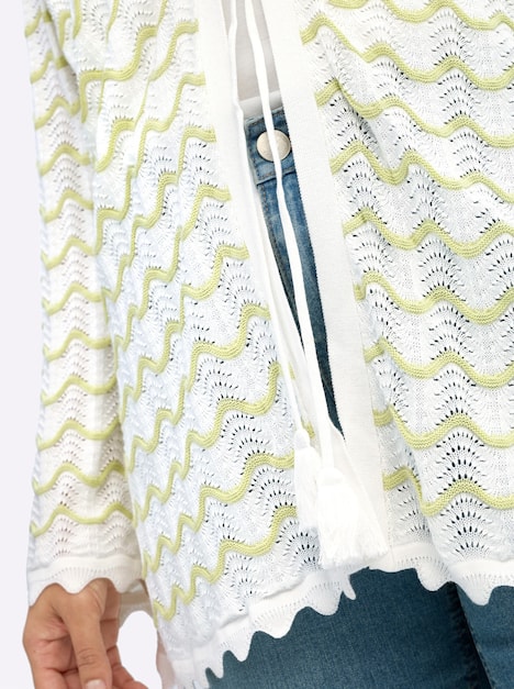 Cardigan Langarm Ajour Ohne Kragen