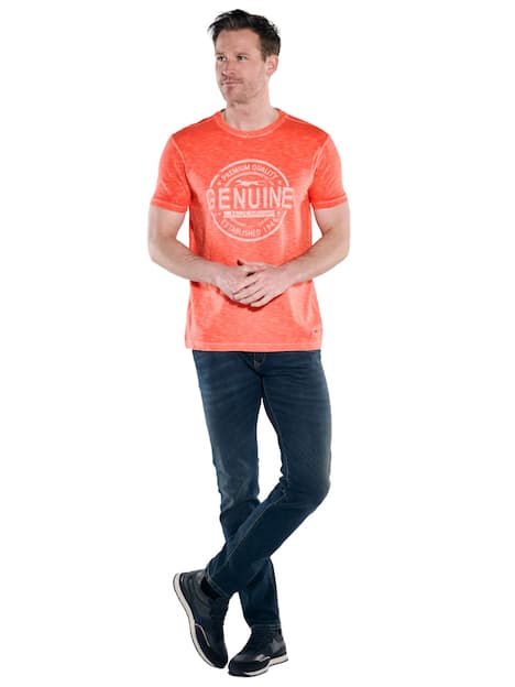 engbers Herren Rundhals Print T-Shirt mit Flammstruktur , Hellrot