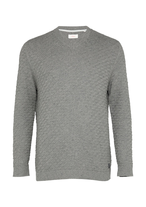 Strukturierter Pullover mit V-Ausschnitt