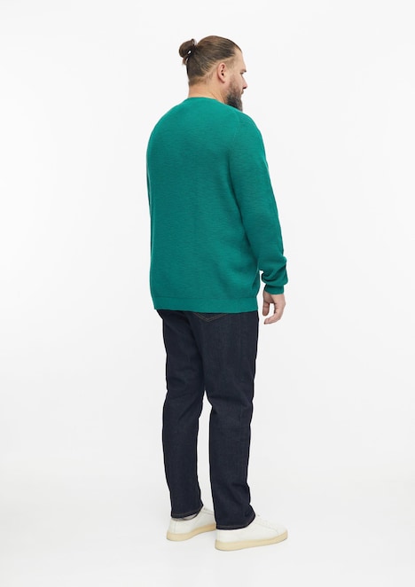 Gerippter Flammgarn-Pullover im Modern Fit