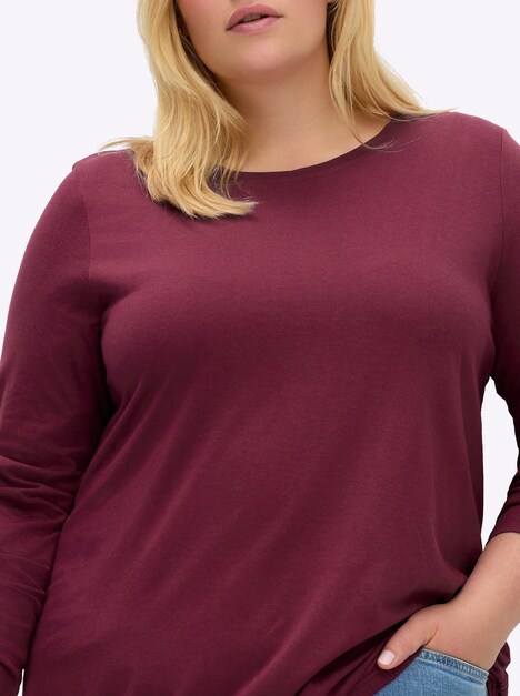 Shirt Langarm Uni Ohne Kragen