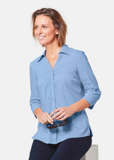 Stretchbequeme Bluse mit Baumwolle