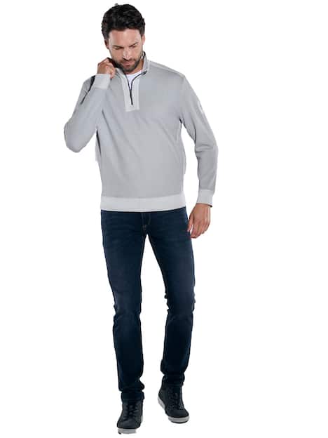 engbers Herren Sweatshirt mit Zipper , Hellgrau