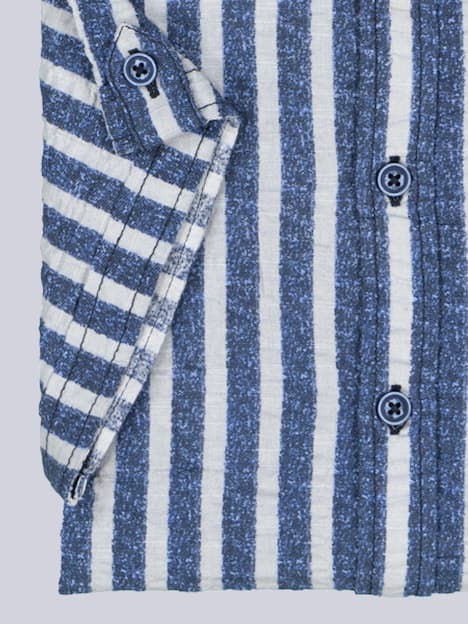 engbers Herren Kurzarm-Hemd gestreift , Saphirblau