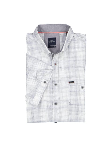 engbers Herren Kurzarm-Hemd mit Leinenanteil , Silbergrau