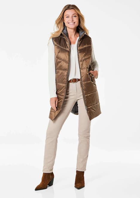 GOLDNER Lang vest Lang gewatteerd vest met opstaande kraag