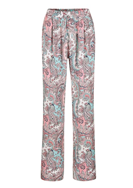 Lange Viskose Schlupfhose mit Paisley-Print und weitem Bein