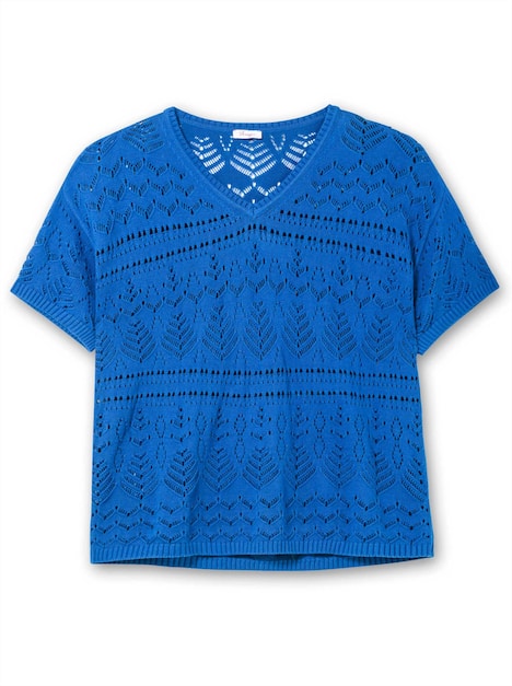 Pullover Kurzarm Grobstrick Uni