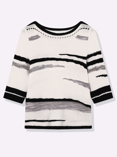 Pullover 3/4-Arm Links-Strick Sonstiges Muster Ohne Kragen