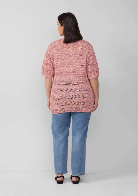 Ajour-Strickjacke mit Glitzereffekt